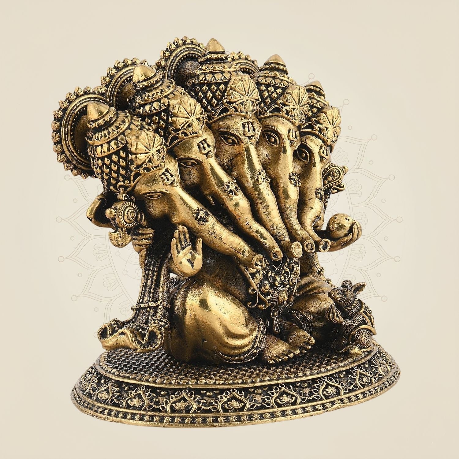 5.5" Panchmukhi Ganesha Brass Idol – Lightweight Sculptures for Prosperity