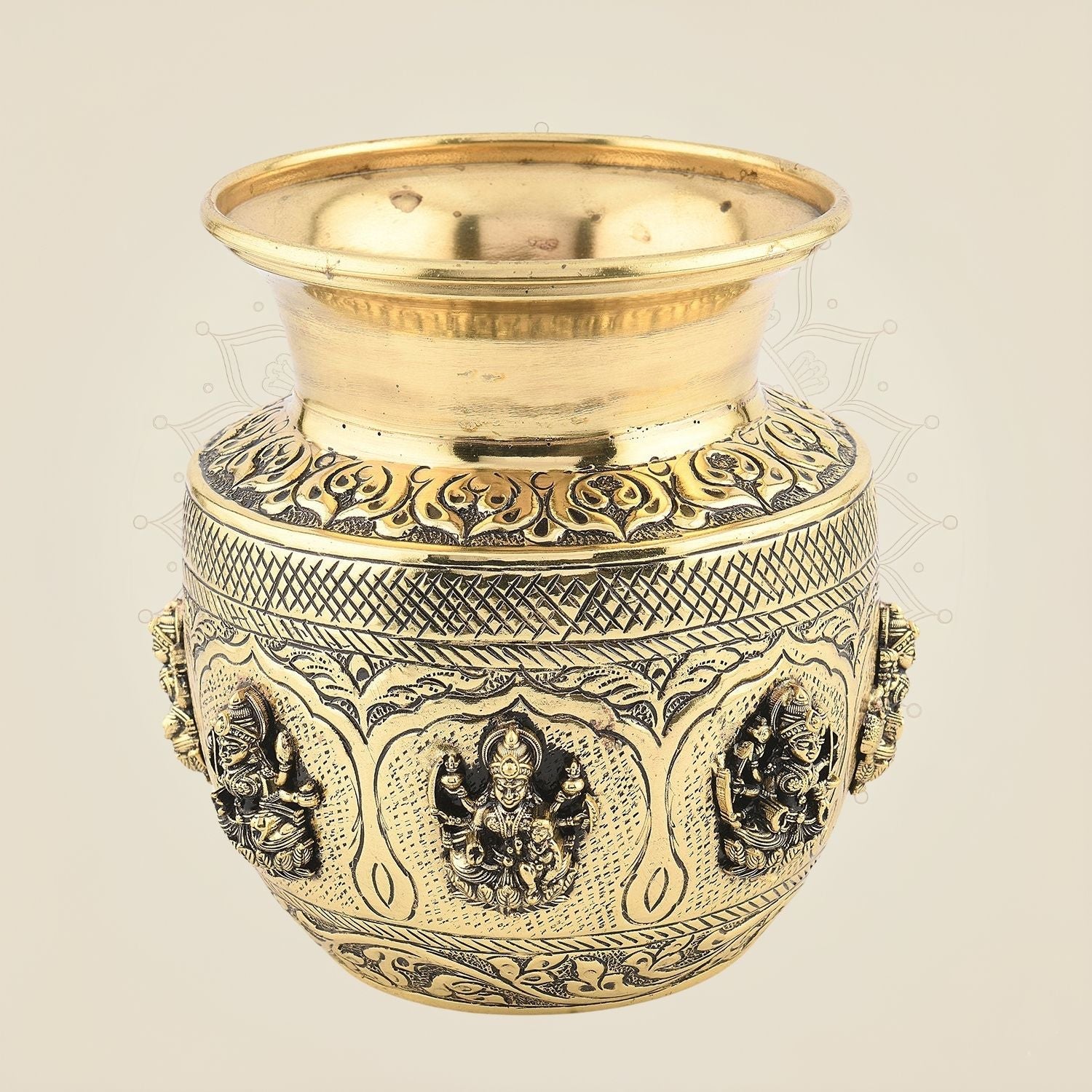 Pure Brass Ashtalakshmi Kalash – 5.5" Light Handcrafted Kalash for Pooja & Temple Decor