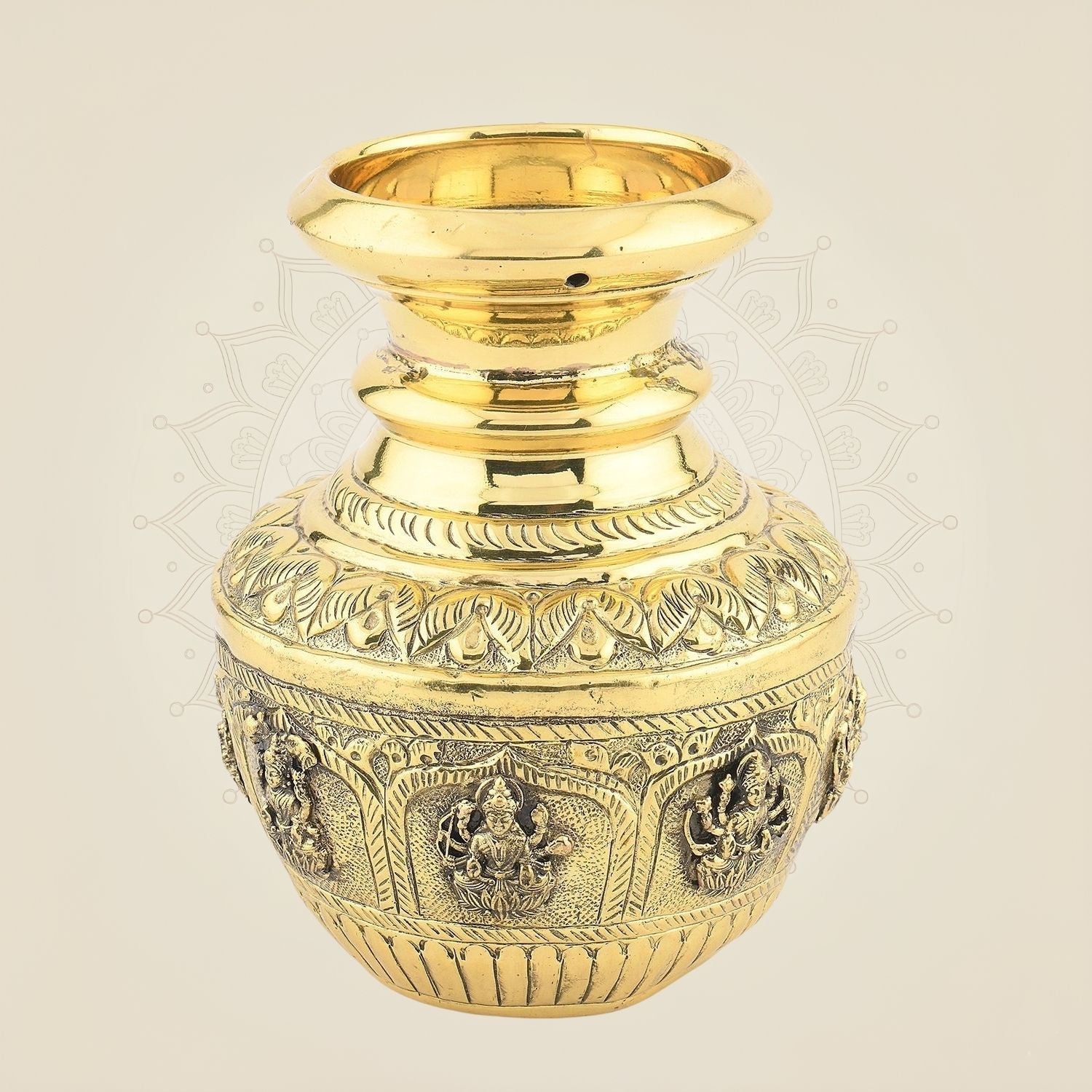 Ashtalakshmi Brass Kalash – 5" Lightweight Handcrafted Pooja Kalash for Mandir