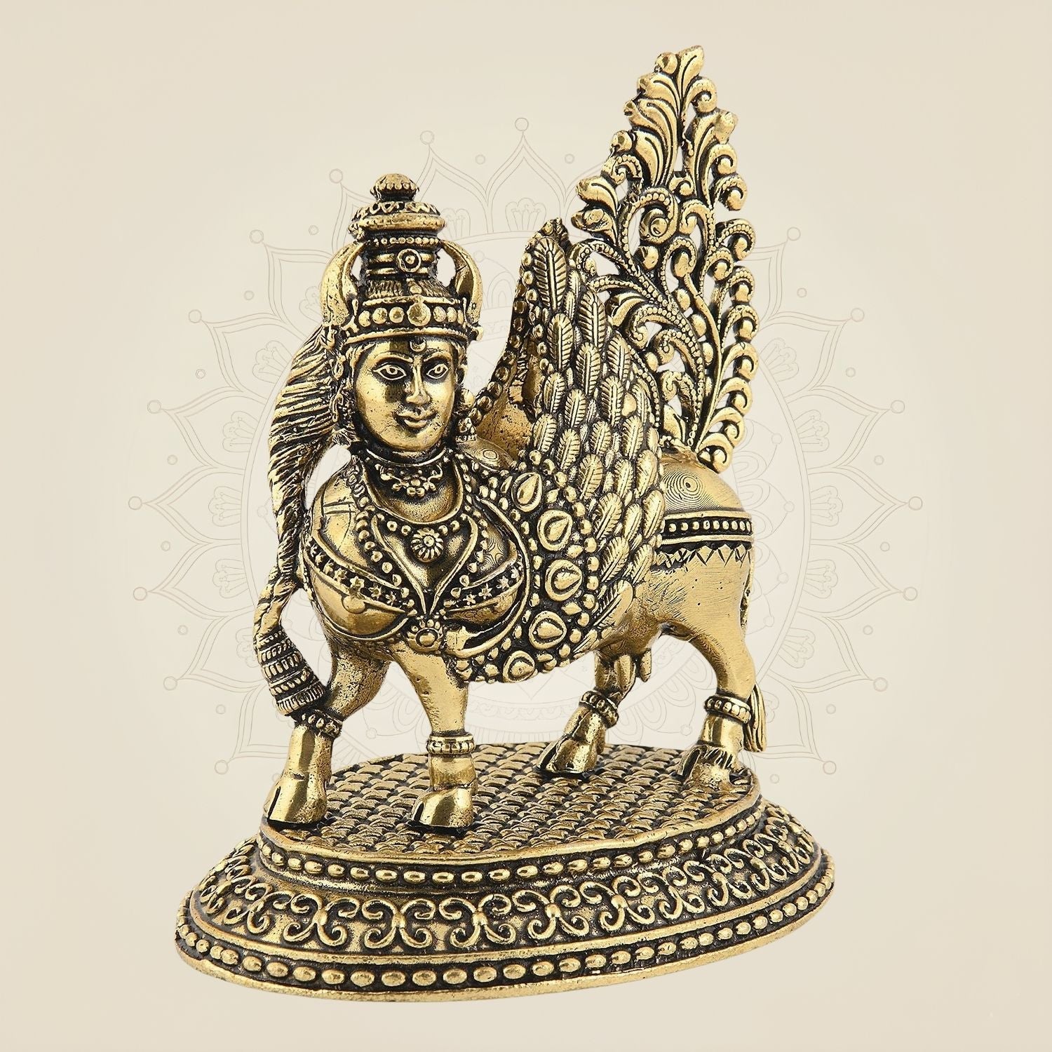 Kamdhenu Cow Base 4.75" – Pure Brass Lightweight Handcrafted Idol
