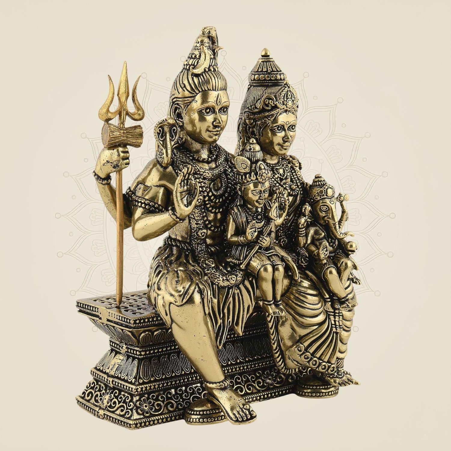 Divine Shiv Parivar Brass Idol – 5" Superfine Statue For Family Protection & Spiritual Use
