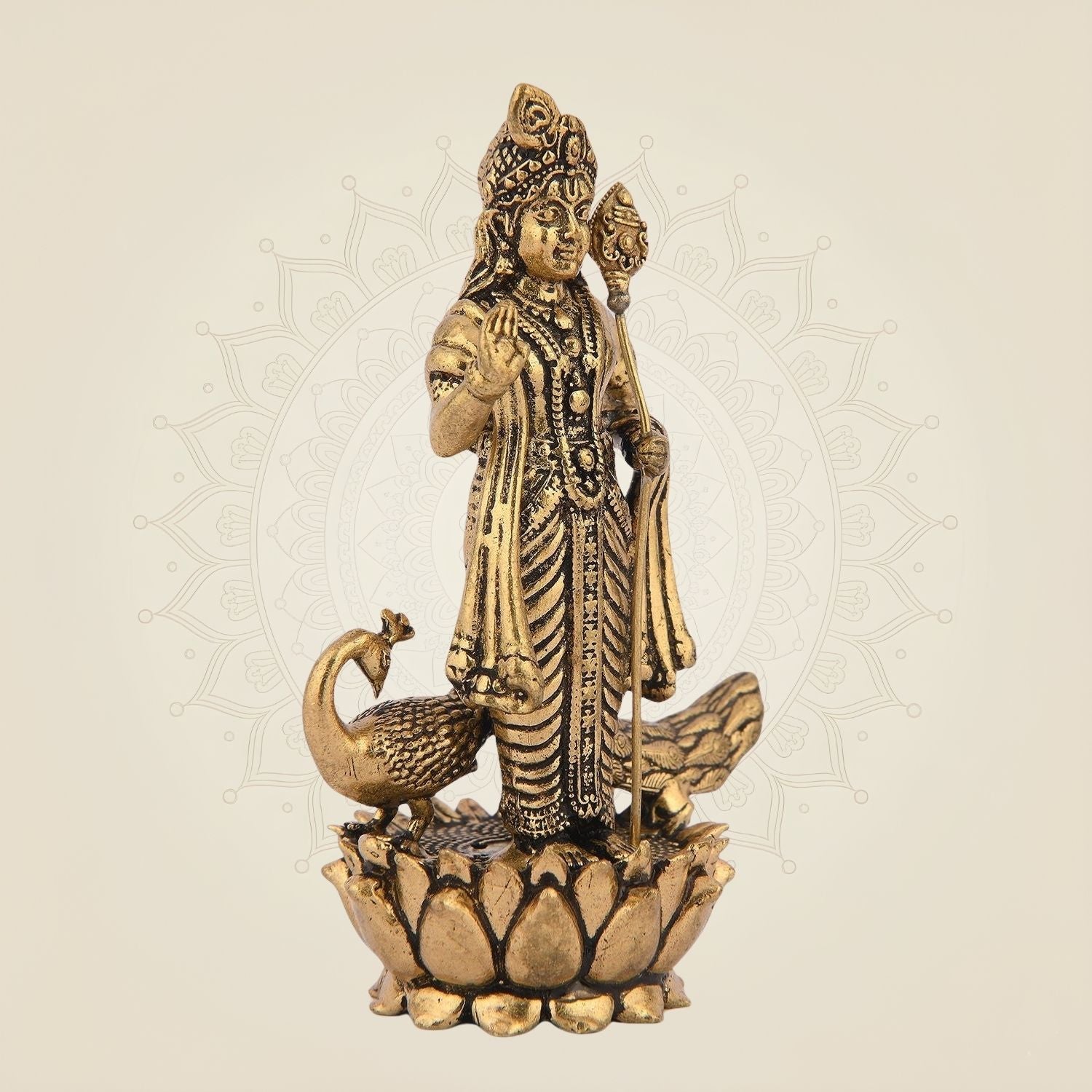 Lord Murugan Brass Idol 3.25"– Superfine Lightweight Kartikeya Statue