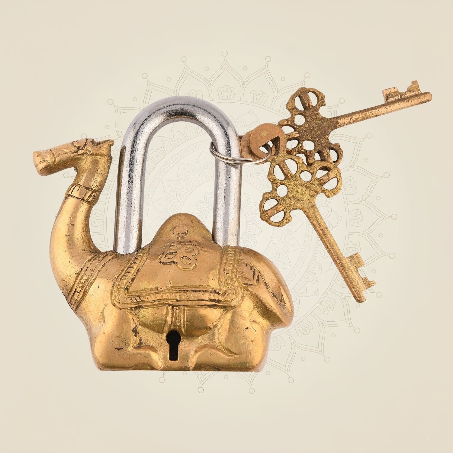 Camel Shape Brass Lock – 3" Vintage Handcrafted Padlock for Antique Decor