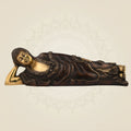 Pure Brass Sleeping Buddha Sculpture – 6" Handcrafted Decorative Idol
