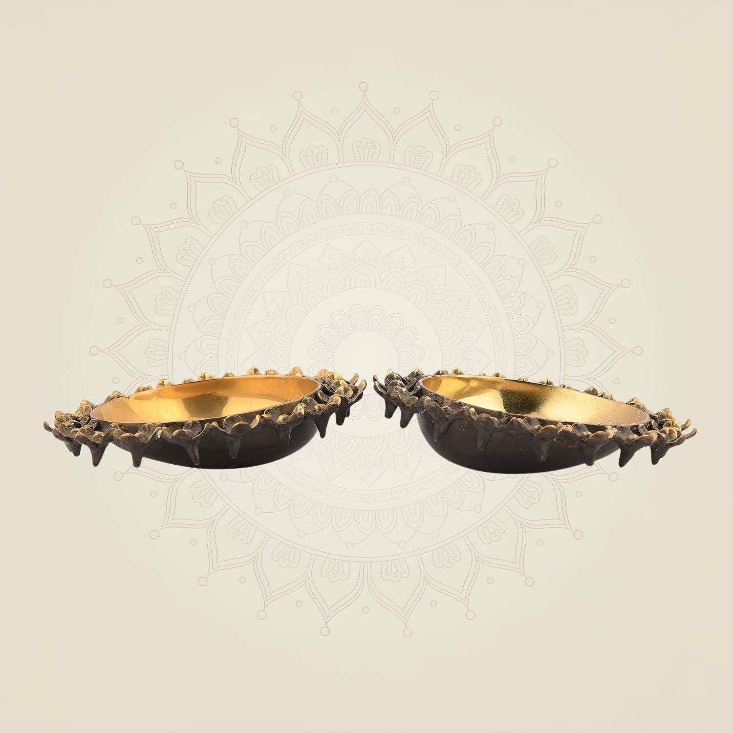 Decorative Brass Bowl Set – 1.75" Pure Brass Handcrafted Artisan Table Accent