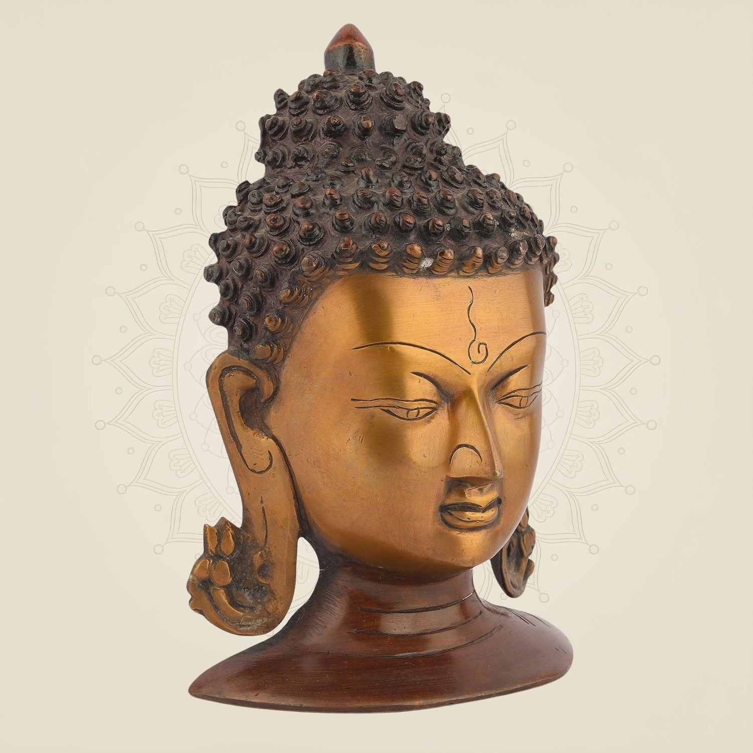Pure Brass Buddha Wall Hanging Sculpture – 8" Handcrafted Spiritual Decor