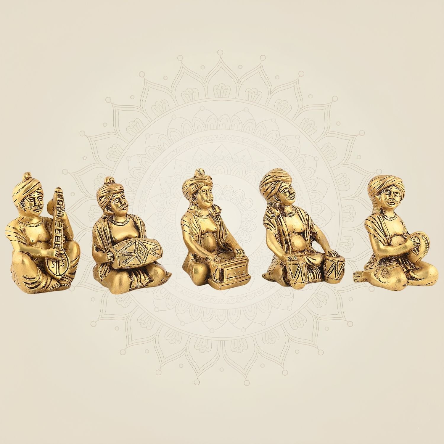 Brass Five Musicians Set – 5" Handcrafted Artistic Home Decor (Set of 5)