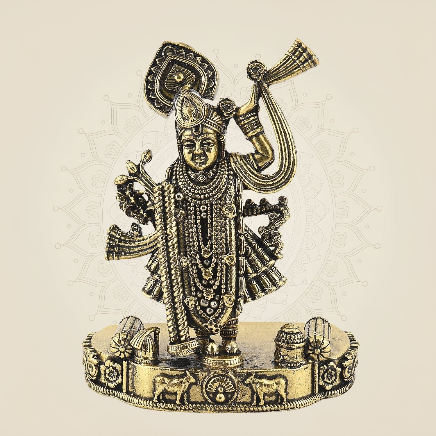 Shreenath Ji Brass Idol – 4.25" Devotional Figurine Divine for Sacred Ambience