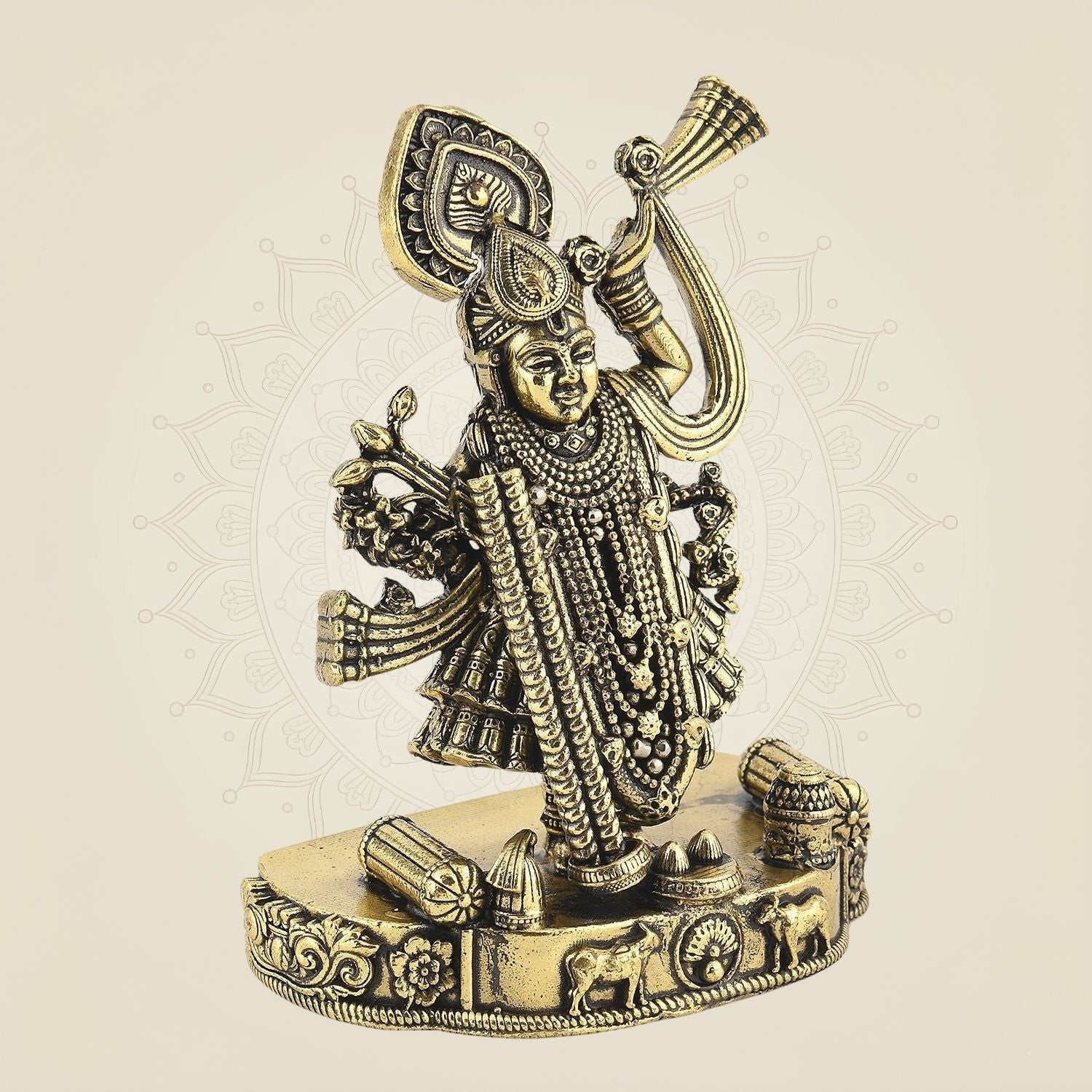 Shreenath Ji Brass Idol – 4.25" Devotional Figurine Divine for Sacred Ambience