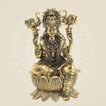Gajalakshmi on Lotus Idol 5 Inch - Handmade Superfine Pure Brass Artisan