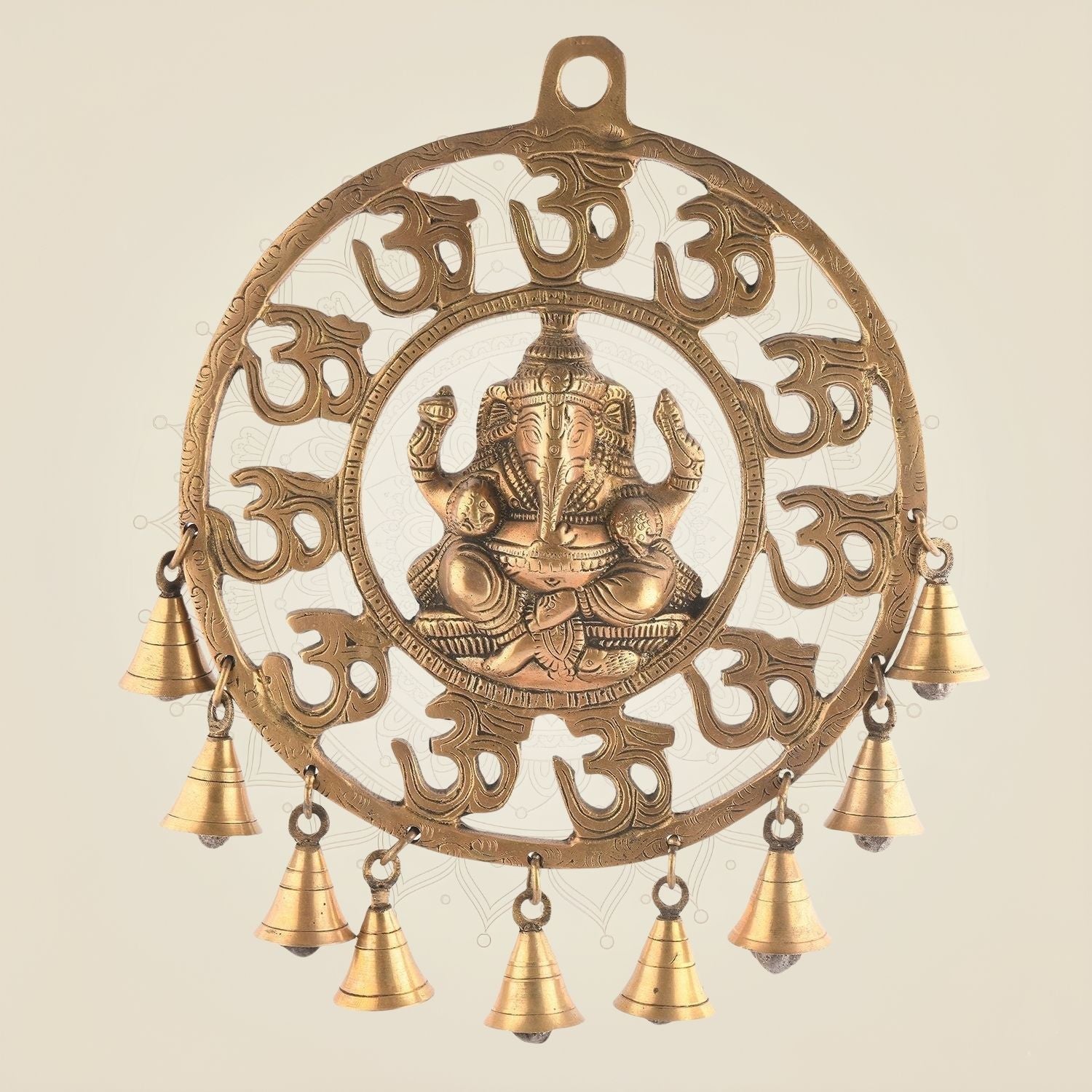 Ganpati Om Wall Hanging 11" Handcrafted Pure Brass Decor for Pooja & Entrance