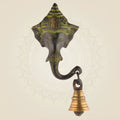 6" Antique Brass Ganpati Wall Hanging with Bell – Handcrafted Home Temple Decor
