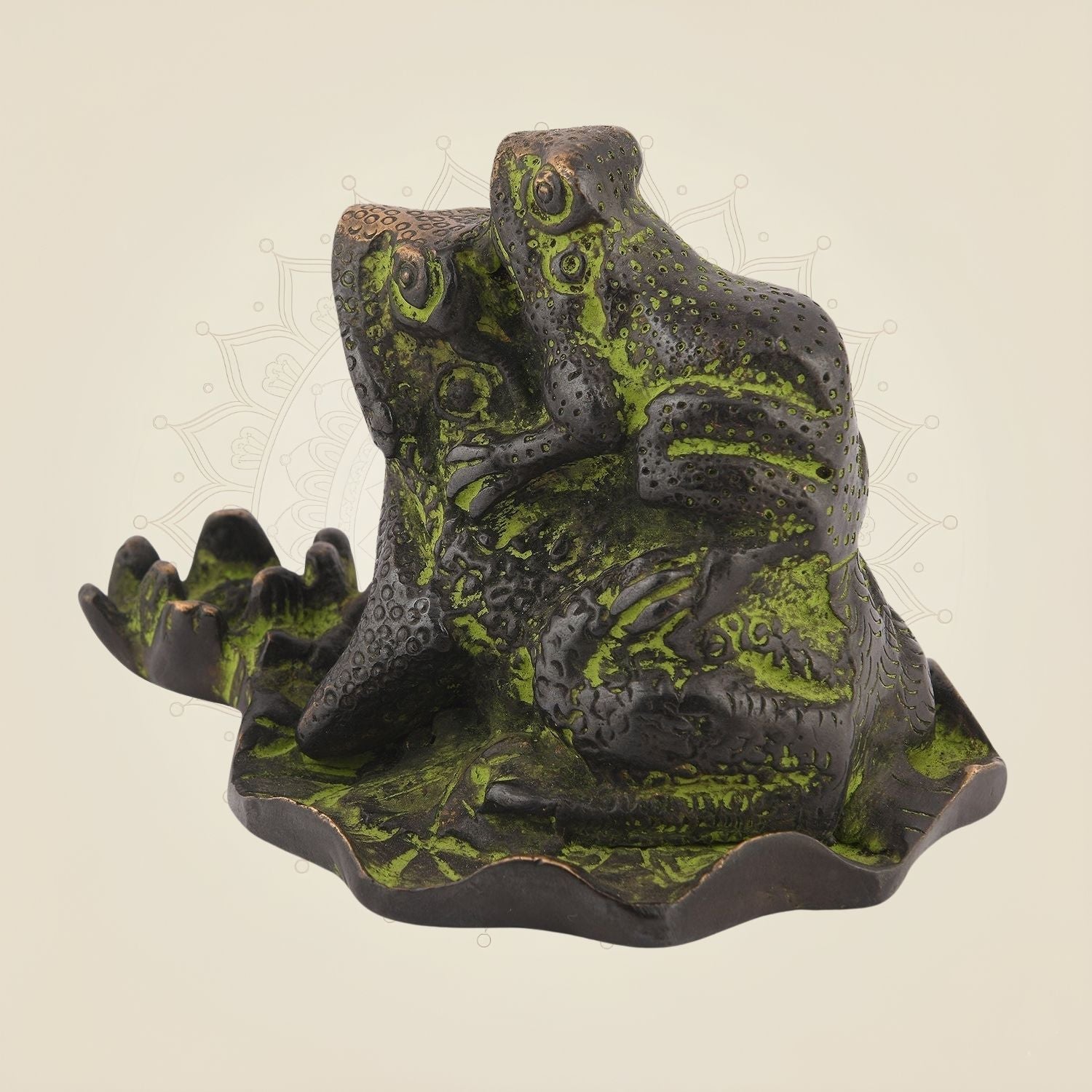 Brass Frog Buddy Pair 3" – Handcrafted Decor Symbolizing Joy & Harmony