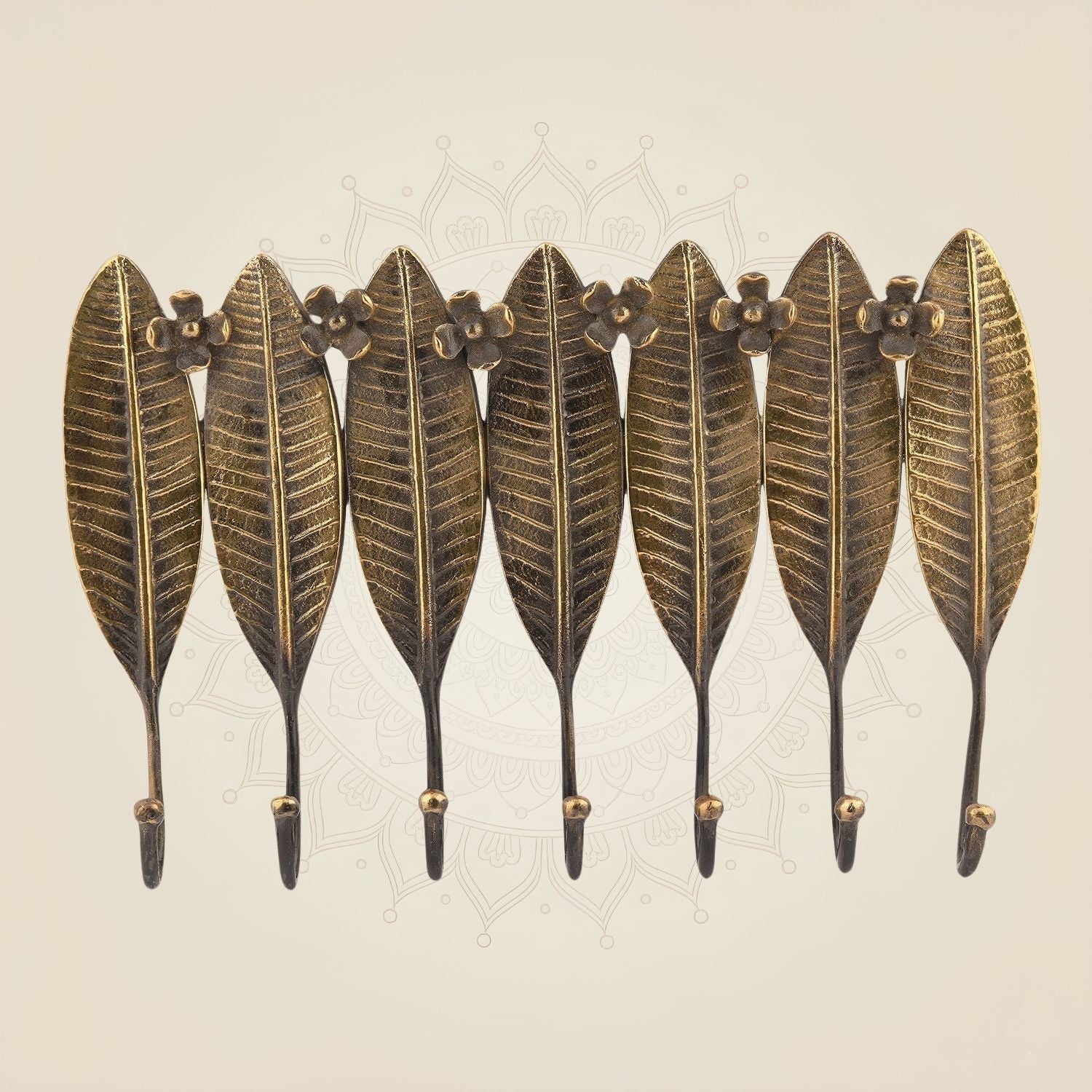 Brass Leaf Wall Hook 7"– Handcrafted Pure Brass Decor