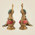 5.5" Brass Peacock Pair – Handcrafted Stone-Finish Decor Idol Set for Home & Gifts