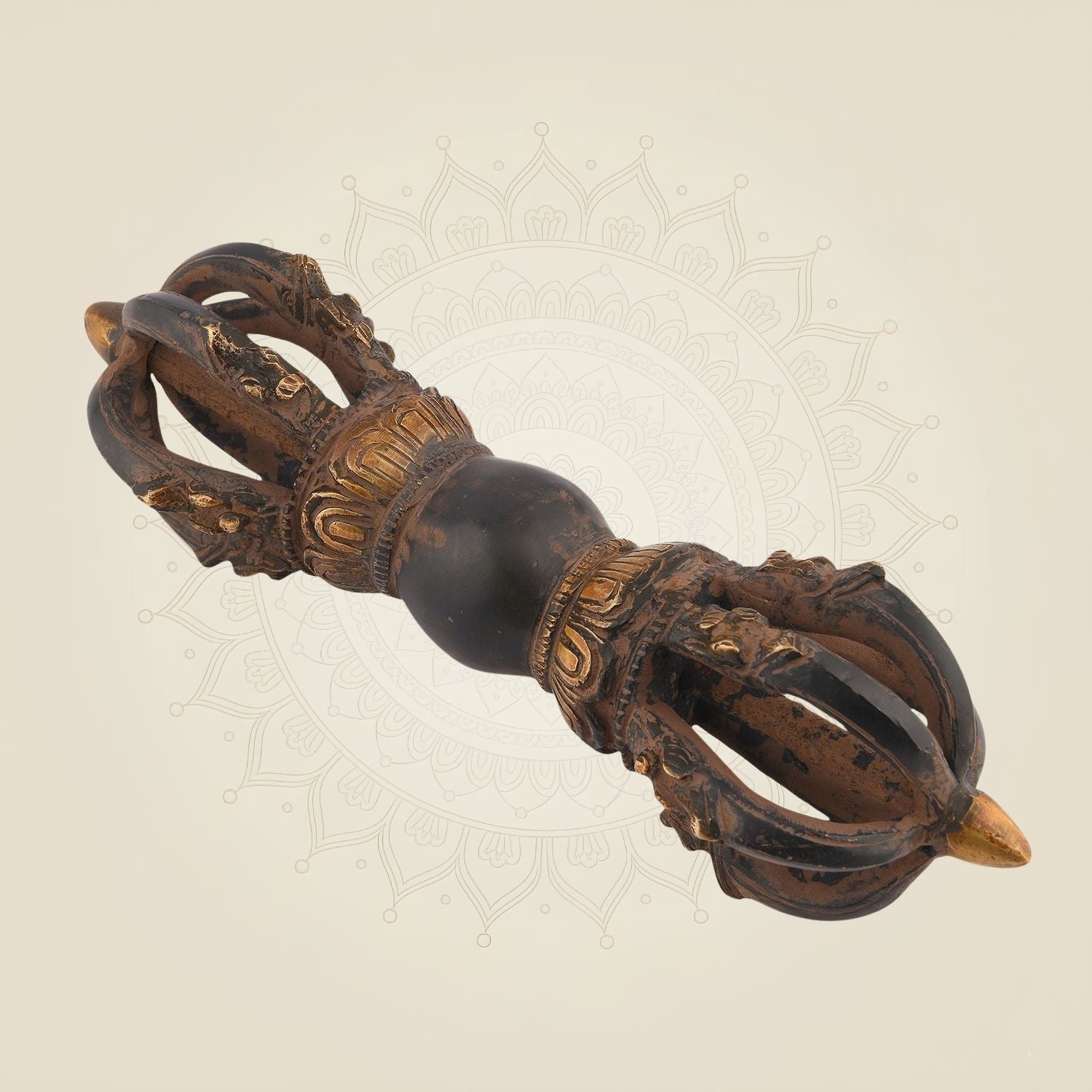 Large Brass Tibetan Dorje – Handcrafted Vajra for Buddhist Altar & Meditation