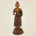 Pure Brass Standing Buddha Statue – 7.25" Handcrafted Idol