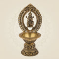Lakshmi Mata Brass Diya 4.5" Handcrafted Oil Lamp for Pooja, Wealth & Blessings