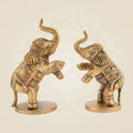 Jumping Elephant Pair 4" Pure Brass Handcrafted Showpieces (Set of 2)
