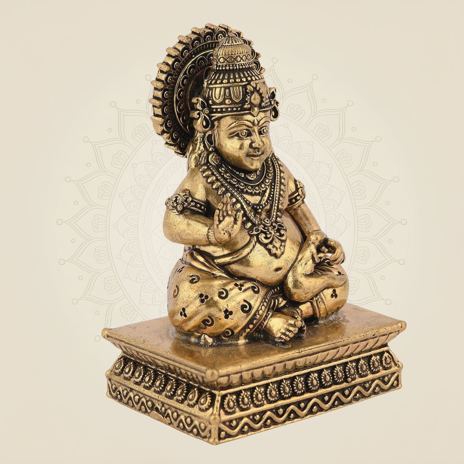 Brass Divine Gift Lord Kuber Idol – 4" Lightweight Handcrafted Statue