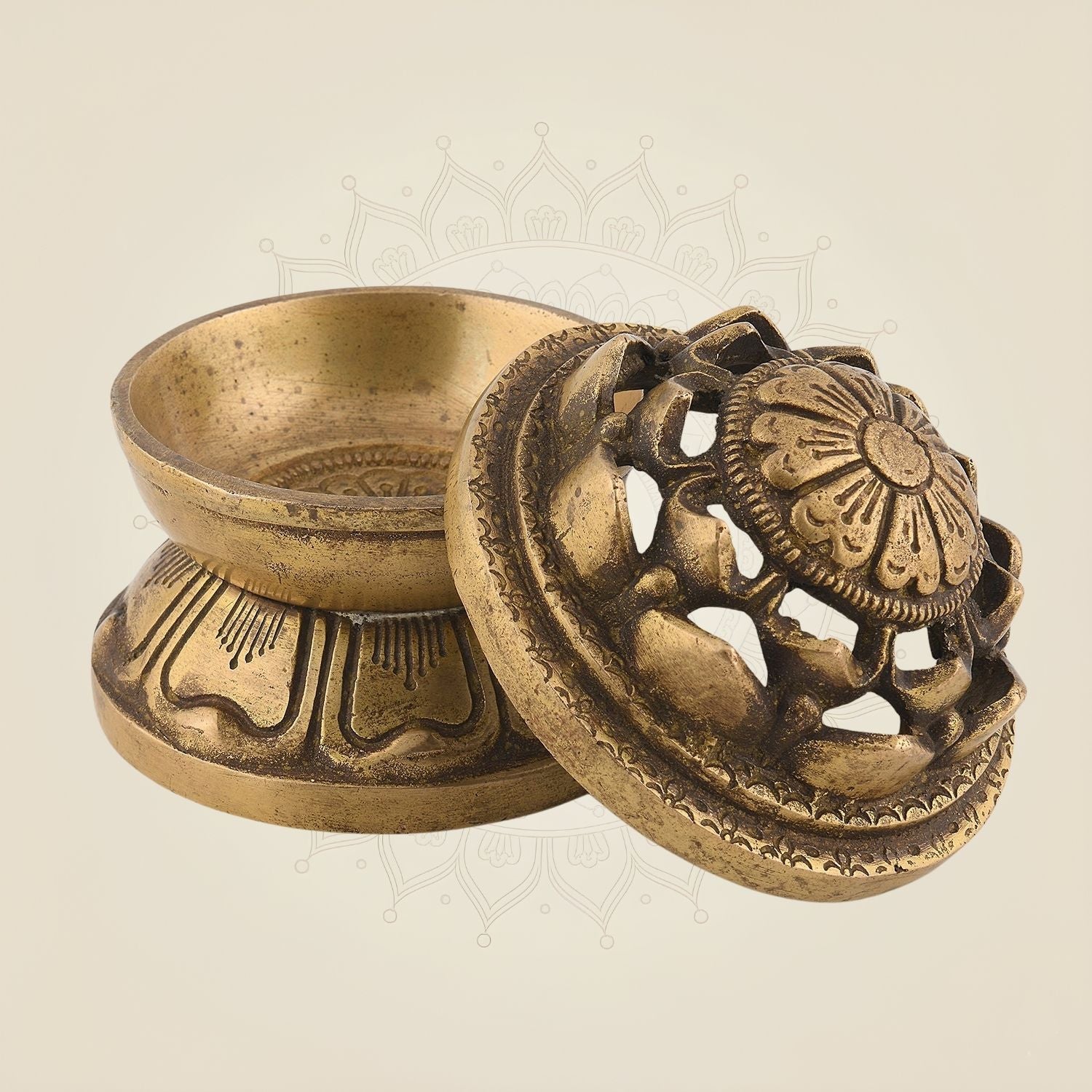 Pure Brass Gugal Dani 3.5''– Handcrafted Loban Burner for Pooja & Air Purification