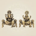 Laxmi Ganesh on Singhasan 4.5" Brass Idol – Superfine Lightweight Artisan Piece