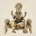 Lakshmi Ji Idol on Singhasan 4.25"– Handcrafted Pure Brass Murti