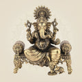 Ganesh Idol on Singhasan – 4.5" Handcrafted Pure Brass Murti, Lightweight Home Decor