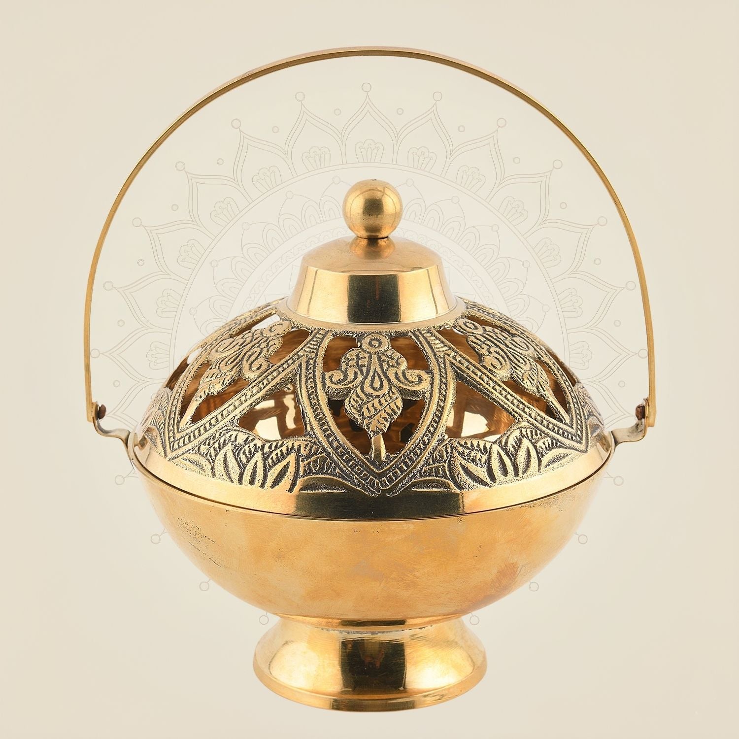 5" Brass Dhoop Dani – Handcrafted Pooja Incense Dhooni Diya for Home & Temple