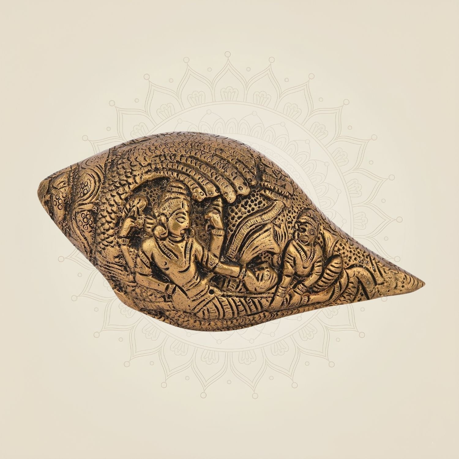 Brass Shankh – 3" Handcrafted Sacred Conch Brass Vastu Decor for Pooja and Auspicious Rituals
