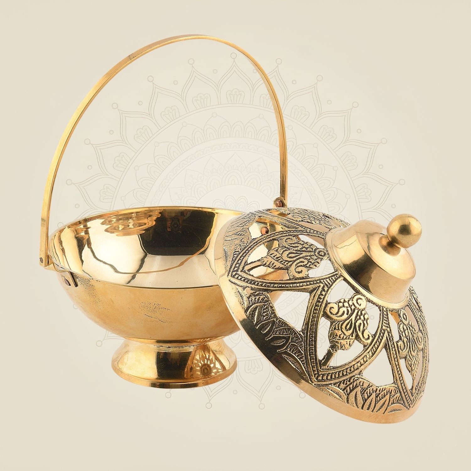 5" Brass Dhoop Dani – Handcrafted Pooja Incense Dhooni Diya for Home & Temple