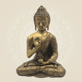 Pure Brass Buddha in Meditation Pose Sculpture - 10.5" Handcrafted Idol