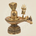 Brass Shivling with Snake Idol – 4" Sacred Shiva Linga for Pooja, Temple & Gifting