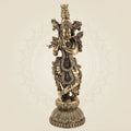 Lord Krishna Playing Flute Idol -10.75 Pure Brass Handcrafted Lightweight Statue