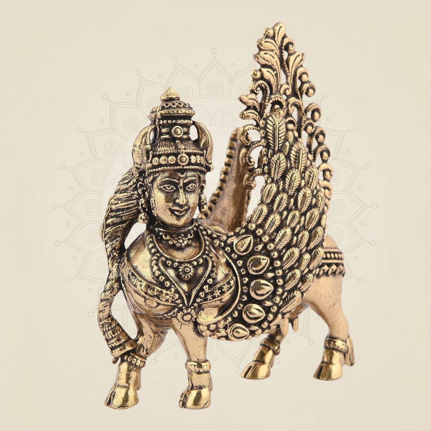 3" Inch Kamdhenu Cow Idol – Pure Brass Lightweight Vastu Approved for Home
