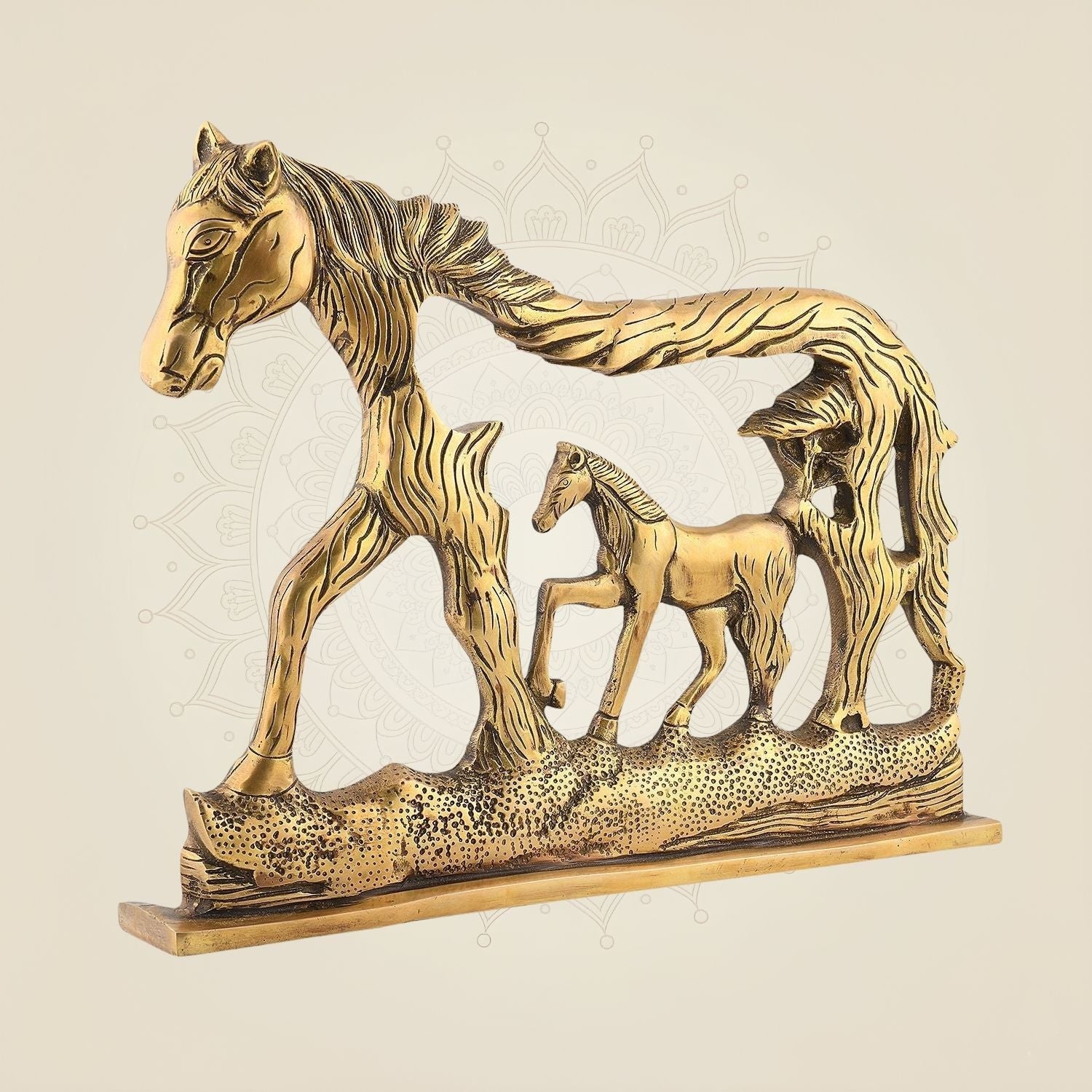 Modern Horse Brass Showpiece 11.5"– Handcrafted Home Decor Idol for Style & Vastu
