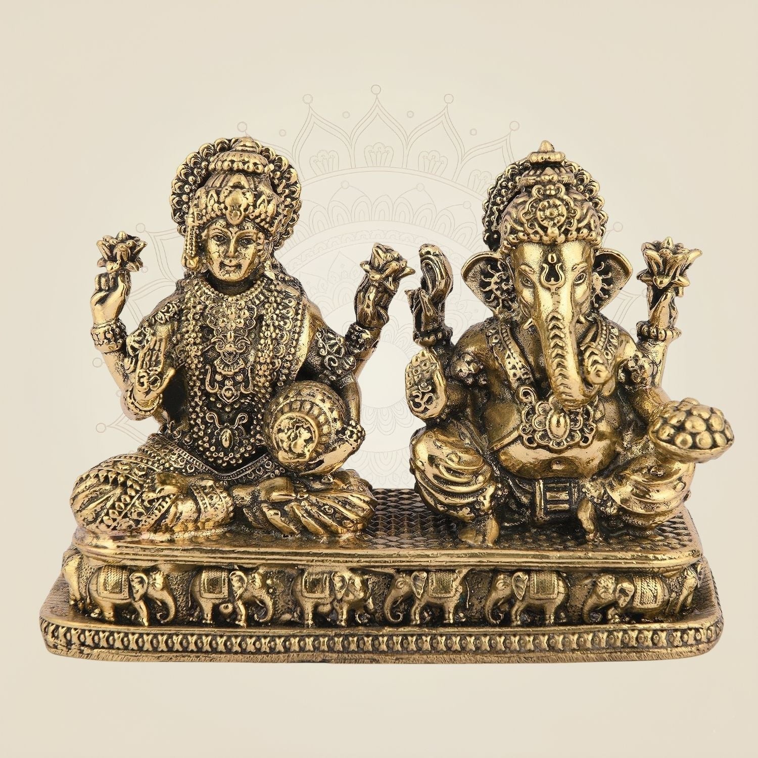 Ganesh Laxmi Idol 3" – Pure Brass Handcrafted Blessings Statue for Pooja & Home Decor