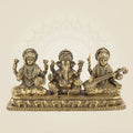 Ganesh Laxmi Saraswati Idol 3.25" – Pure Brass Blessing Trio for Pooja & Home Decor