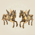 Flying Horse Brass Pair 6.75" Handcrafted Pure Brass Decor for Home & Vastu Energy