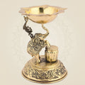 Majestic Brass Elephant Lamp– 4.75" Handcrafted Oil Diya for Festive & Decor