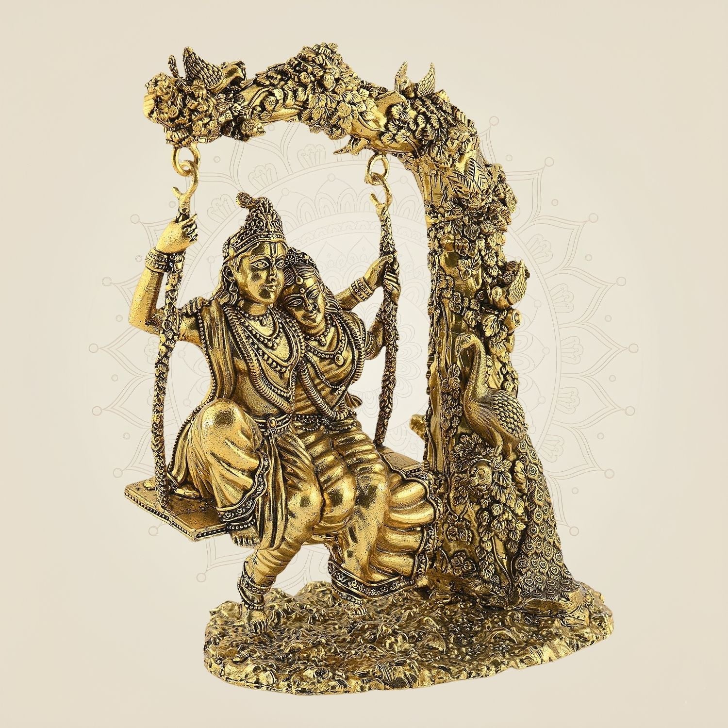 Radha Krishna on Swing Brass Idol – 8.5" Eternal Love Symbol in Classic Artistic
