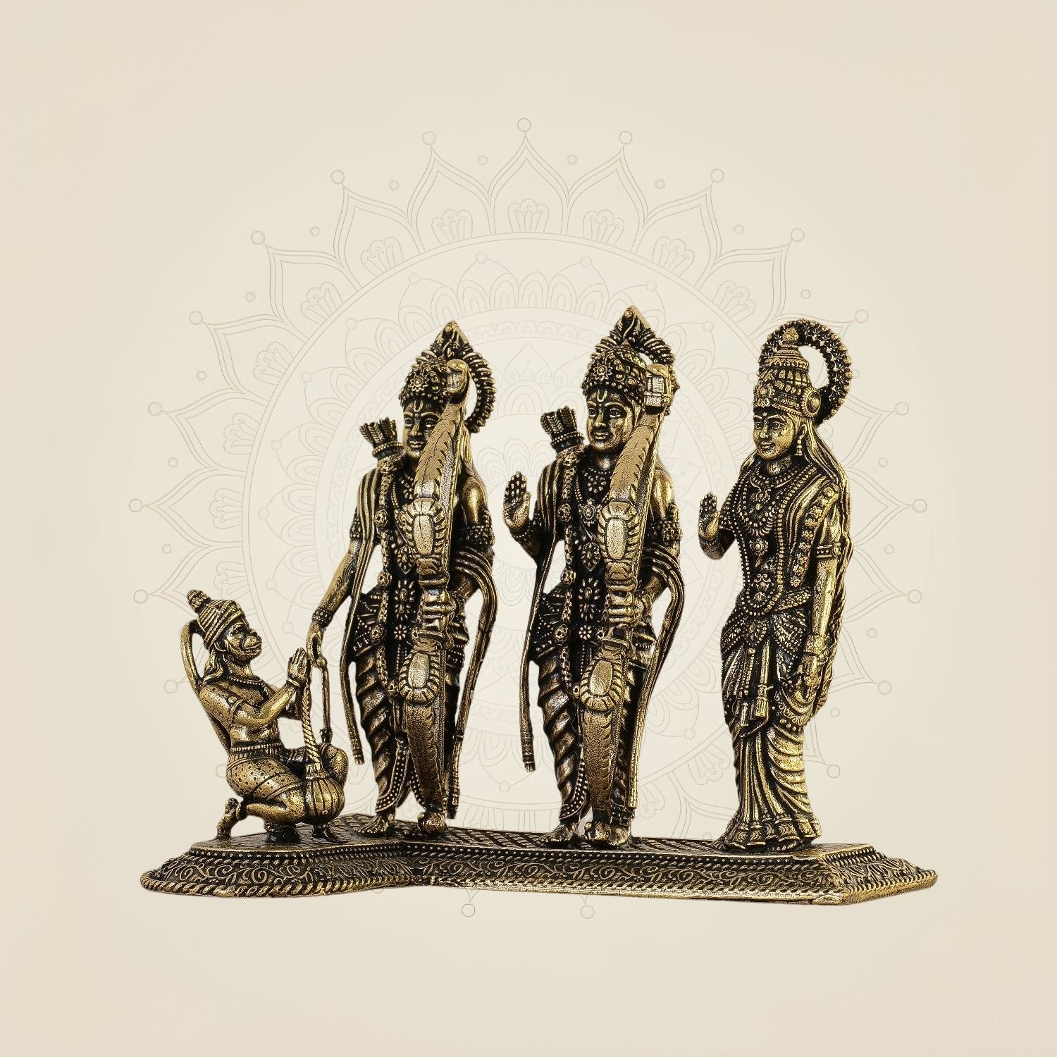 Ram Darbar Brass Idol – 3" Divine Ensemble in Pure Brass for Spiritual Ambience