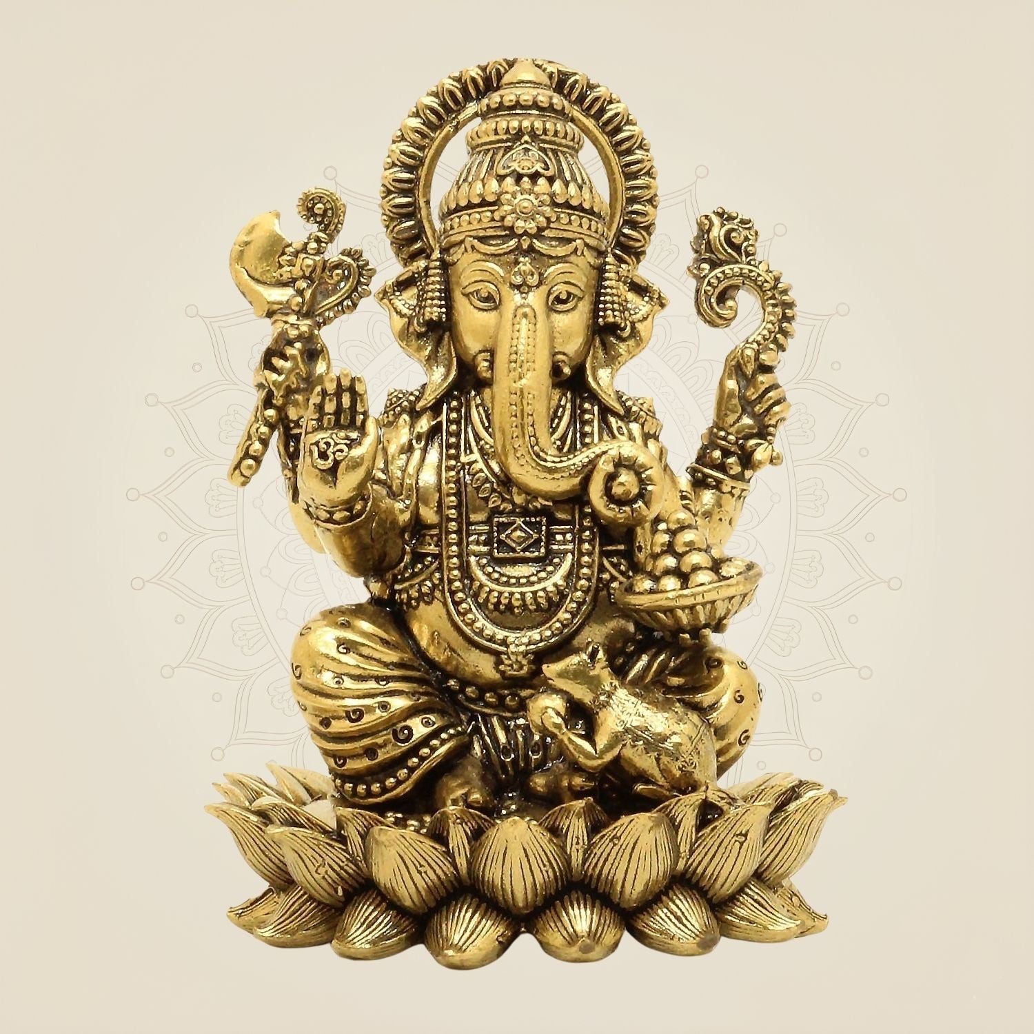 Chaturbhuj Ganesh Idol – 4.75" Handcrafted Artisan Pure Brass Murti
