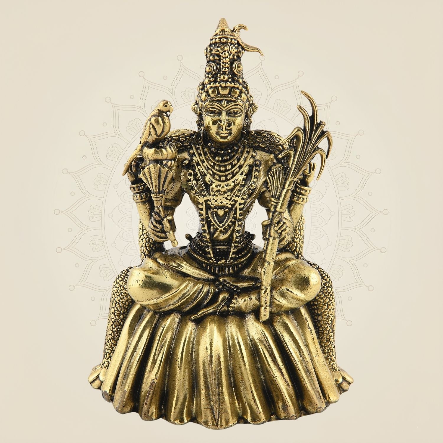 Divine Lalita Devi Idol 4" – Pure Brass Rajarajeshwari Statue for Pooja Decor