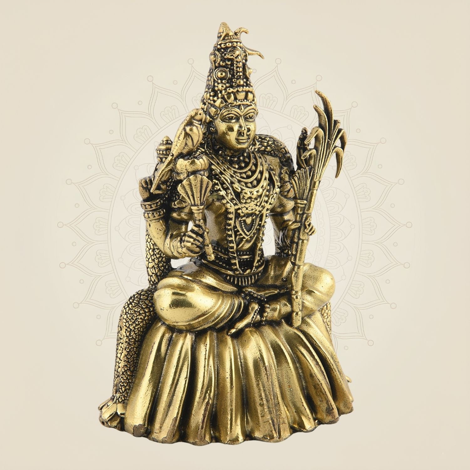 Divine Lalita Devi Idol 4" – Pure Brass Rajarajeshwari Statue for Pooja Decor