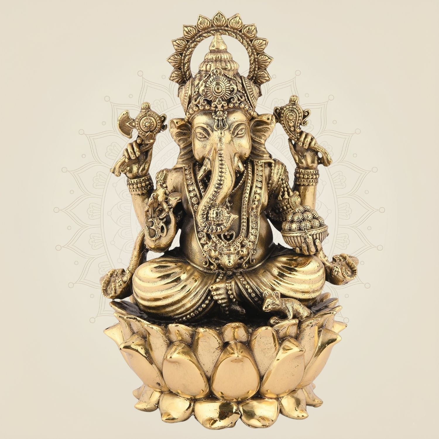Ganesha Idol – 5.25" Handcrafted Pure Brass Murti Lightweight Artisan for Pooja & Decor