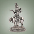 Pure Brass Krishna With Cow