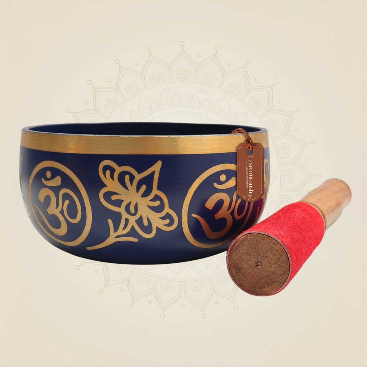 Handcrafted Brass Tibetan Bowl Set with Meditation & Healing Kit 2.5"