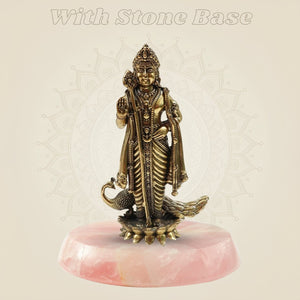 Handcrafted Lord Murugan Brass Murti With Stone Base
