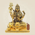 4.25" Brass Ardhanarishwar Idol with Shivling | Shiva Parvati Divine Statue for Temple Decor